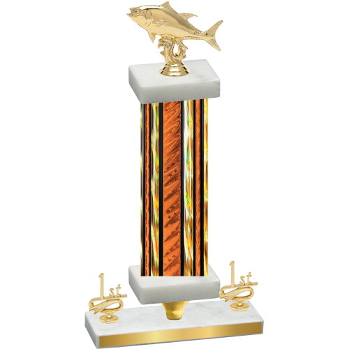 Premium Single Orange Glacier First Place Fishing Trophy
