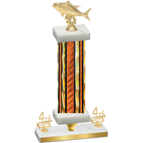 Premium Single Orange Glacier Fourth Place Fishing Trophy