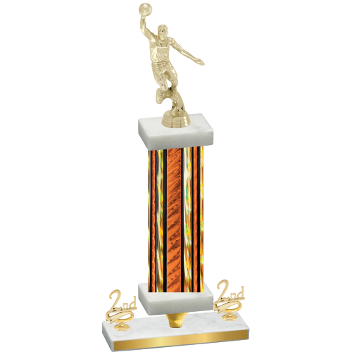 Premium Single Orange Glacier Second Place Basketball Trophy