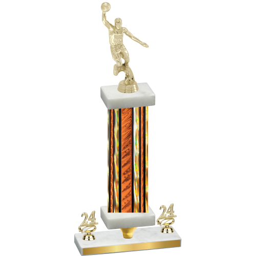 Premium Single Orange Glacier Year Basketball Trophy