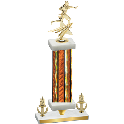 Premium Single Orange Glacier Victory Flag Football Trophy