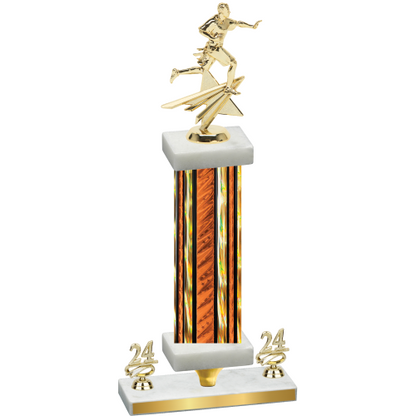 Premium Single Orange Glacier Year Flag Football Trophy