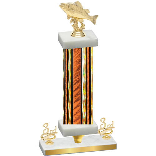 Premium Single Orange Glacier Third Place Fishing Trophy