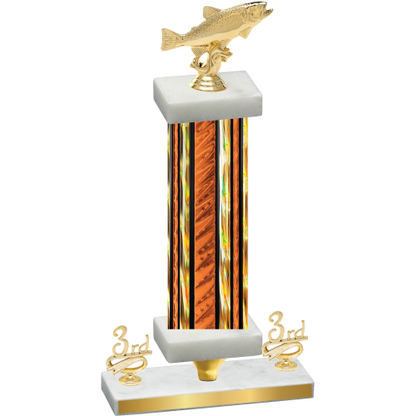 Premium Single Orange Glacier Third Place Fishing Trophy