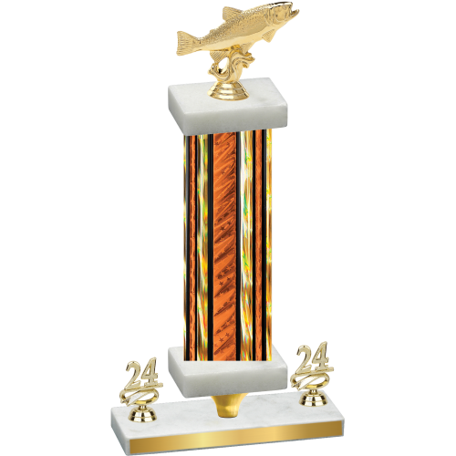 Premium Single Orange Glacier Year Fishing Trophy