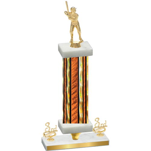 Premium Single Orange Glacier Third Place Baseball Trophy