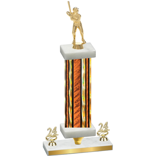 Premium Single Orange Glacier Year Baseball Trophy