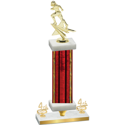 Premium Single Red Glacier Fourth Place Football Trophy