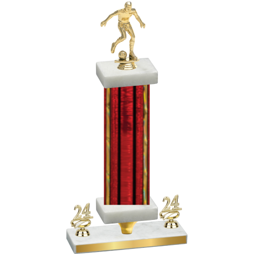 Premium Single Red Glacier Year Soccer Trophy