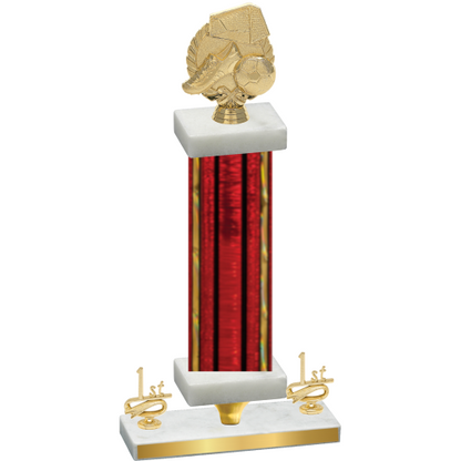 Premium Single Red Glacier First Place Soccer Trophy