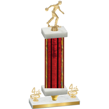 Premium Single Red Glacier Fourth Place Bowling Trophy