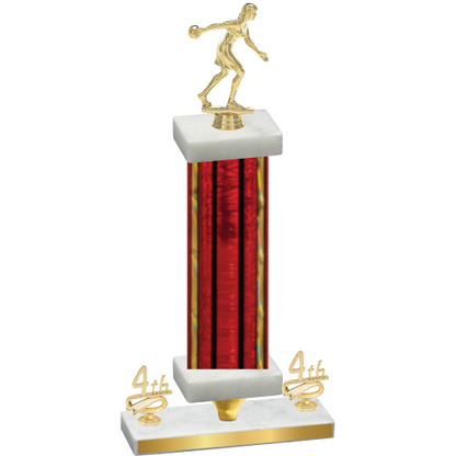 Premium Single Red Glacier Fourth Place Bowling Trophy