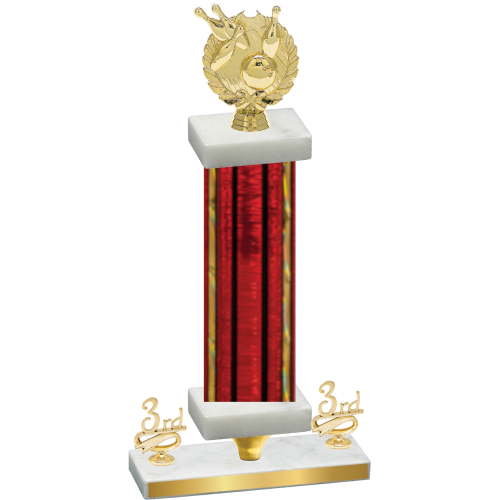 Premium Single Red Glacier Third Place Bowling Trophy