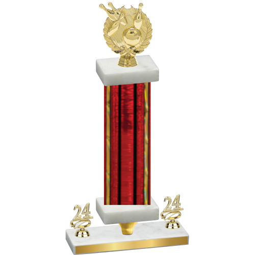 Premium Single Red Glacier Year Bowling Trophy