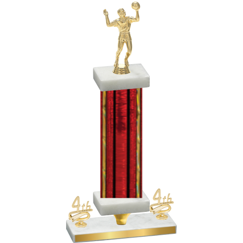 Premium Single Red Glacier Fourth Place Volleyball Trophy