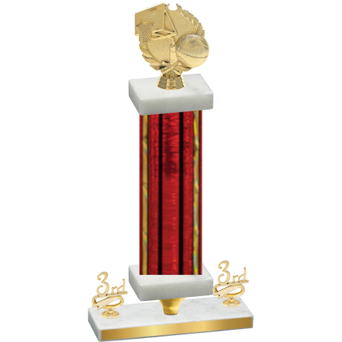 Premium Single Red Glacier Third Place Basketball Trophy