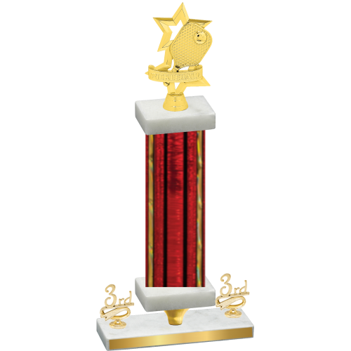 Premium Single Red Glacier Third Place Pickleball Trophy