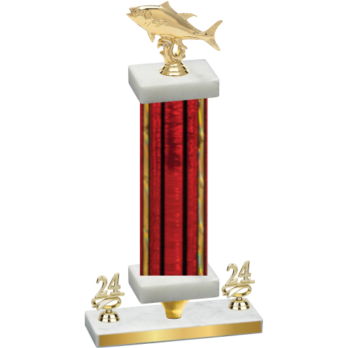 Premium Single Red Glacier Year Fishing Trophy