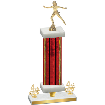 Premium Single Red Glacier Fourth Place Skater Trophy