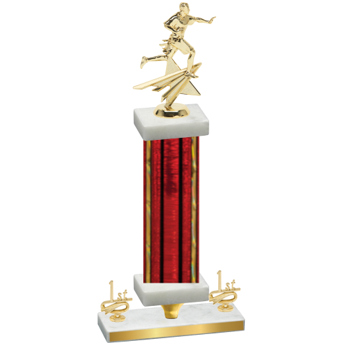 Premium Single Red Glacier First Place Flag Football Trophy