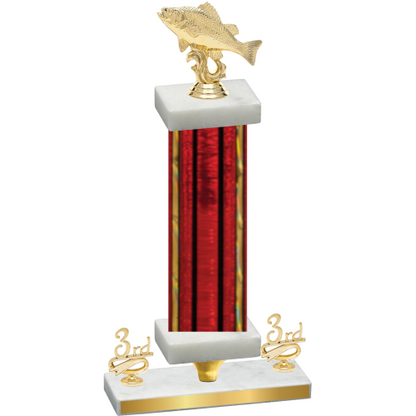 Premium Single Red Glacier Third Place Fishing Trophy