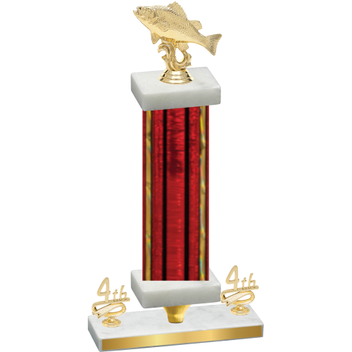 Premium Single Red Glacier Fourth Place Fishing Trophy