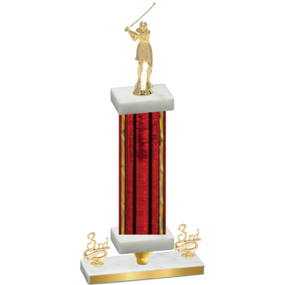 Premium Single Red Glacier Third Place Golf Trophy