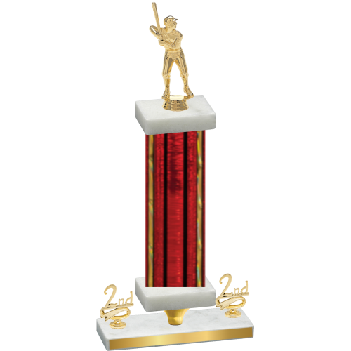 Premium Single Red Glacier Second Place Baseball Trophy