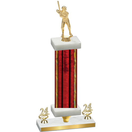 Premium Single Red Glacier Year Baseball Trophy