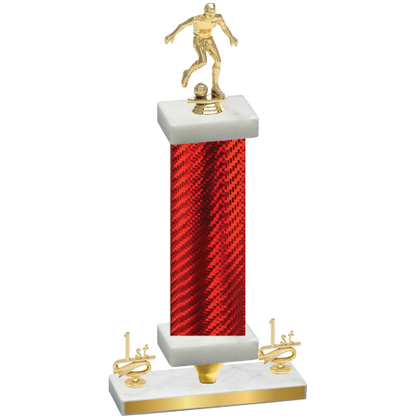 Premium Single Red Carbon Fiber First Place Soccer Trophy