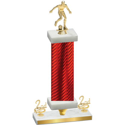 Premium Single Red Carbon Fiber Second Place Soccer Trophy