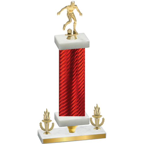 Premium Single Red Carbon Fiber Victory Soccer Trophy