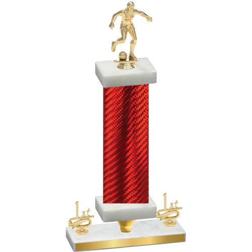 Premium Single Red Carbon Fiber First Place Soccer Trophy