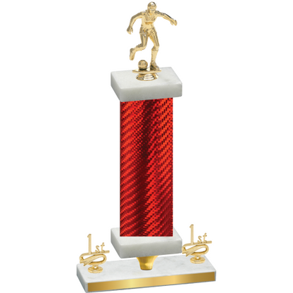 Premium Single Red Carbon Fiber First Place Soccer Trophy