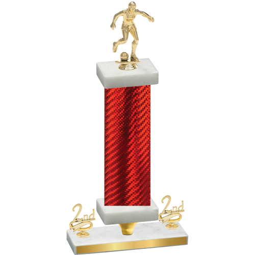 Premium Single Red Carbon Fiber Second Place Soccer Trophy