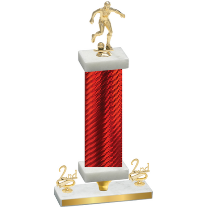 Premium Single Red Carbon Fiber Second Place Soccer Trophy