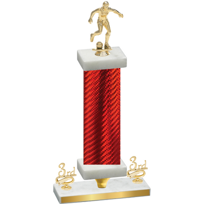 Premium Single Red Carbon Fiber Third Place Soccer Trophy