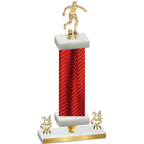 Premium Single Red Carbon Fiber Year Soccer Trophy