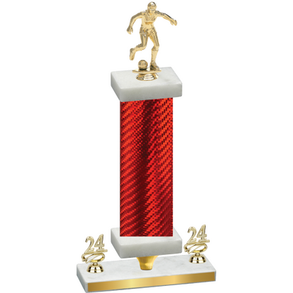 Premium Single Red Carbon Fiber Year Soccer Trophy