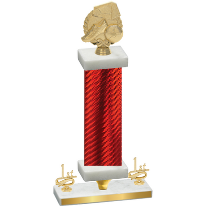 Premium Single Red Carbon Fiber First Place Soccer Trophy
