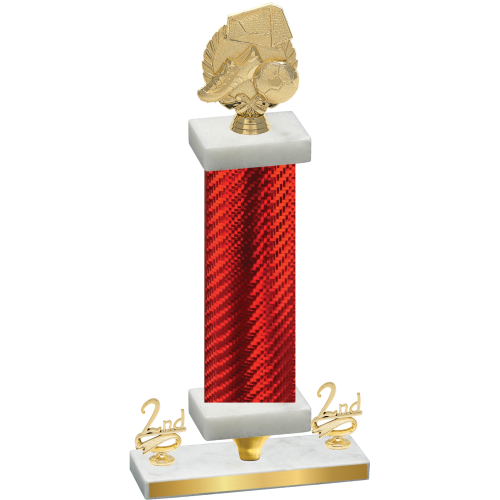 Premium Single Red Carbon Fiber Second Place Soccer Trophy