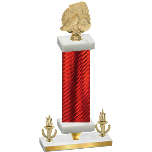 Premium Single Red Carbon Fiber Victory Soccer Trophy