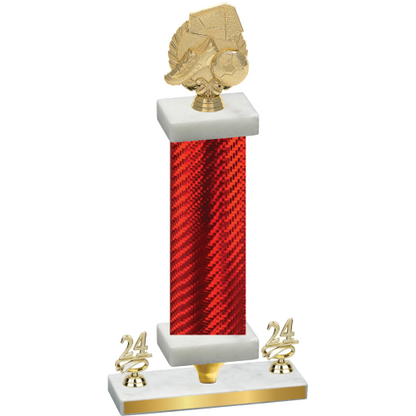 Premium Single Red Carbon Fiber Year Soccer Trophy