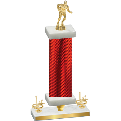 Premium Single Red Carbon Fiber First Place Rugby Trophy