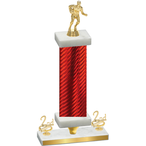 Premium Single Red Carbon Fiber Second Place Rugby Trophy