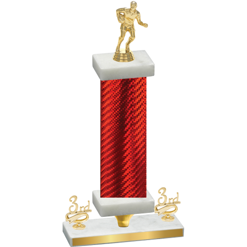 Premium Single Red Carbon Fiber Third Place Rugby Trophy