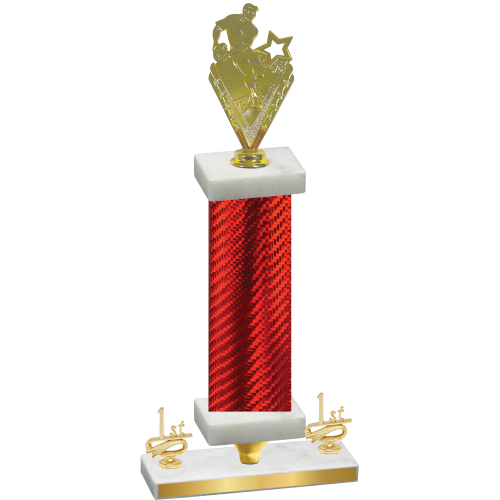 Premium Single Red Carbon Fiber First Place Rugby Trophy