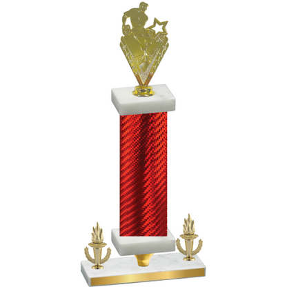 Premium Single Red Carbon Fiber Victory Rugby Trophy