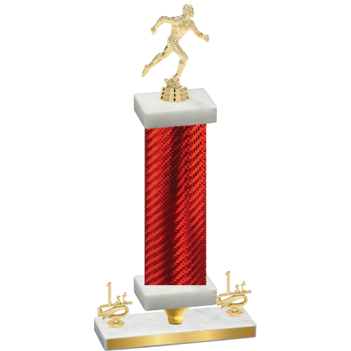 Premium Single Red Carbon Fiber First Place Running Trophy