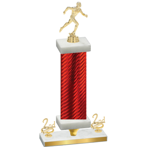 Premium Single Red Carbon Fiber Second Place Running Trophy